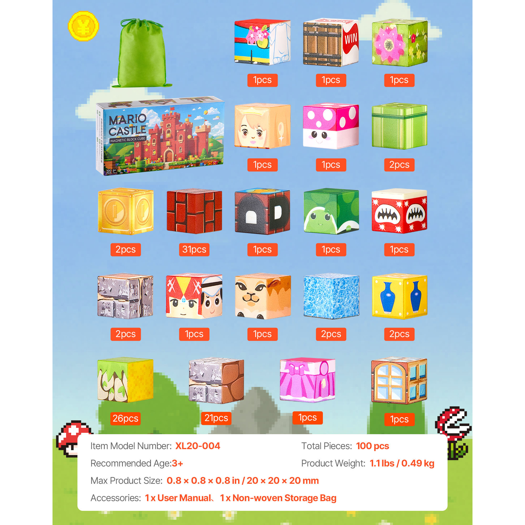 Magnetic Building Blocks Montessori Sensory Stem Educational Set_voghion.com